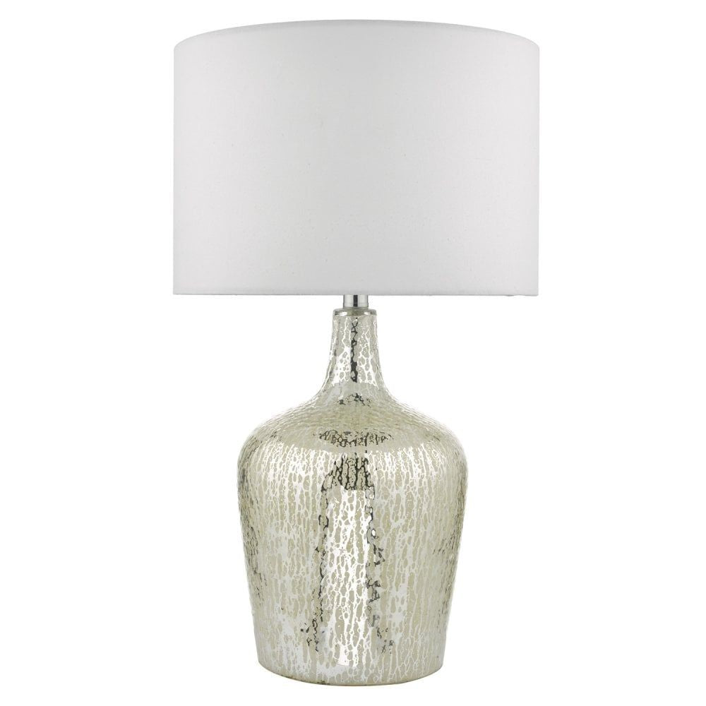 Dar LOL4232 | Lolek Table Lamp | Silver Glass & Ivory Shade