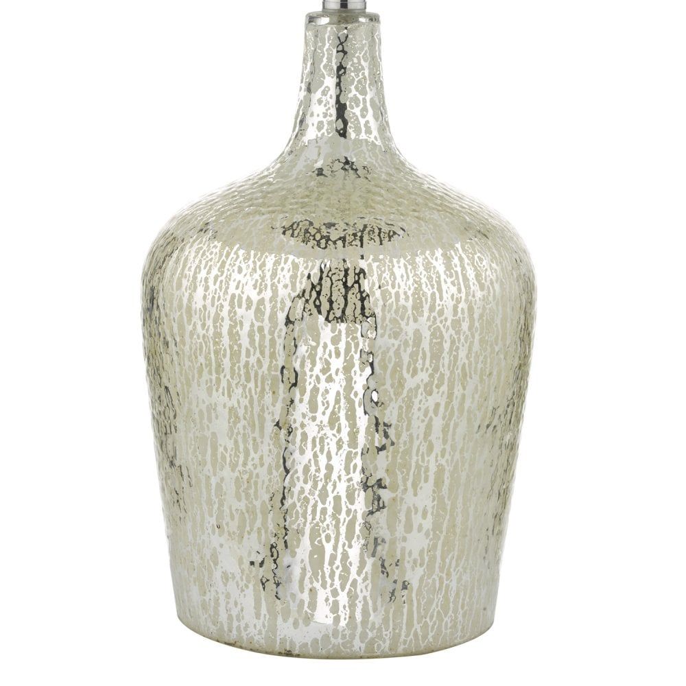 Dar LOL4232 | Lolek Table Lamp | Silver Glass & Ivory Shade