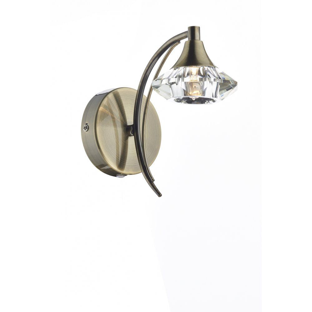 Dar LUT0775 | Luther | Antique Brass Wall Bracket | Crystal Detail