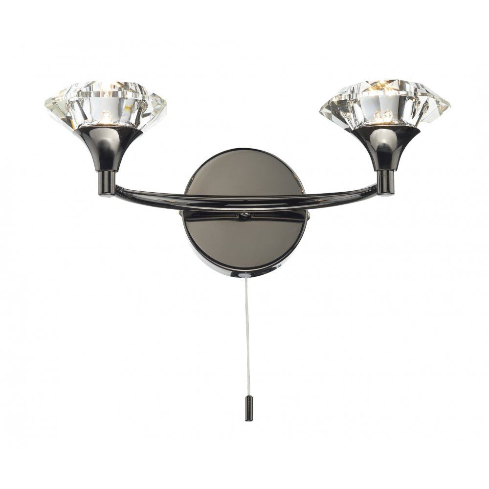 Dar LUT0967 | Luther | Black Chrome Double Wall Light with Crystal Shades