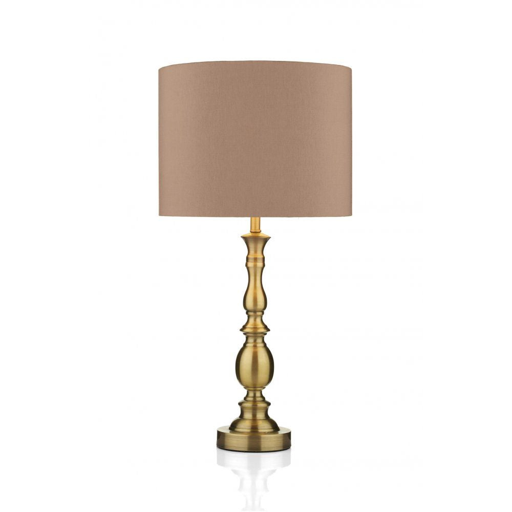 Dar MAD4275 | Madrid Ball Table Lamp | Antique Brass with Shade