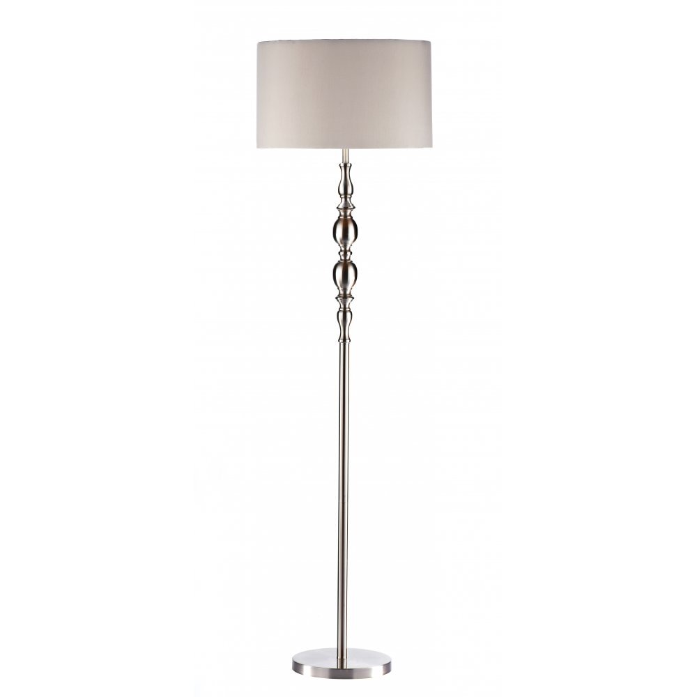 Dar MAD4946 | Madrid Ball Floor Lamp | Satin Chrome with Shade