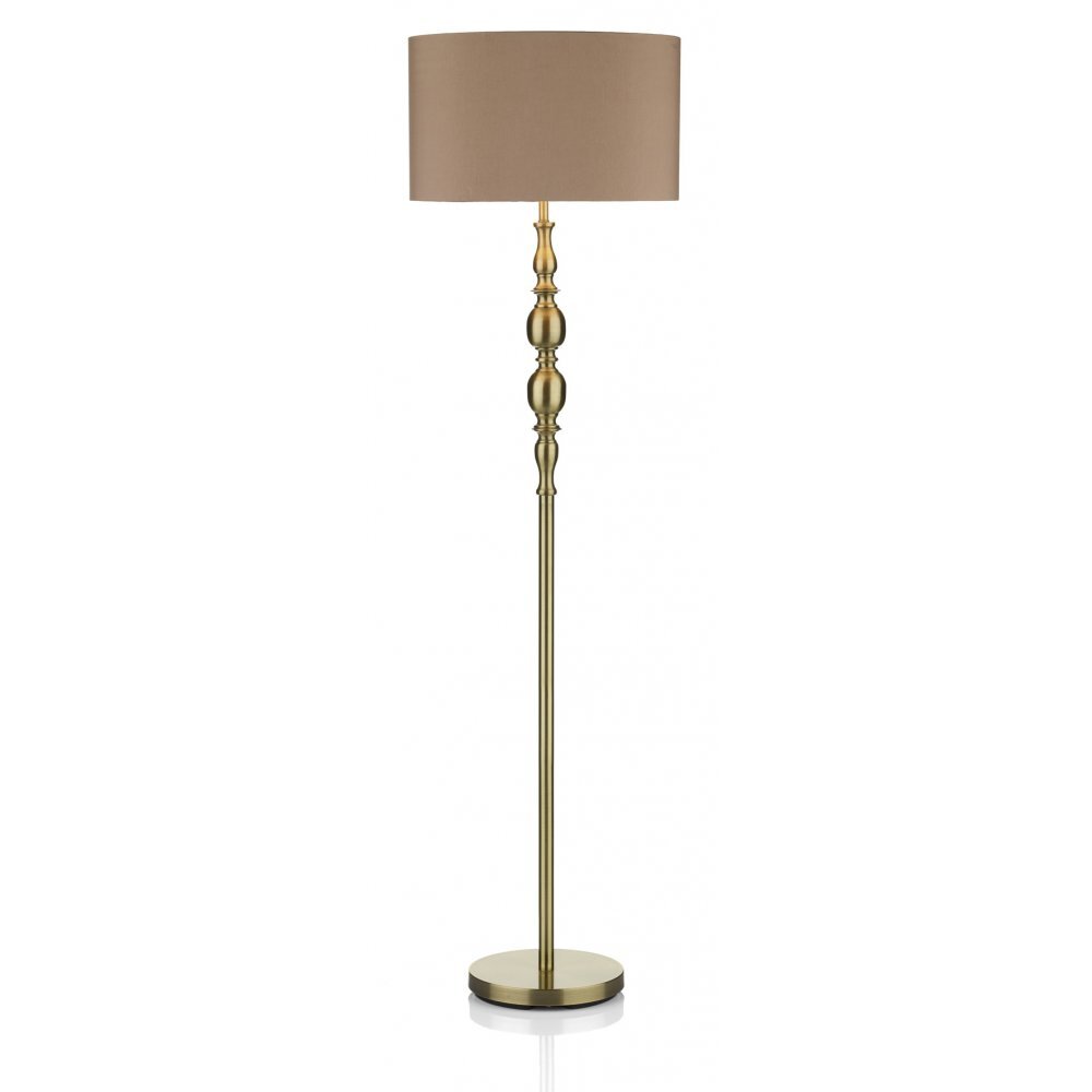 Dar MAD4975 | Madrid Ball Floor Lamp | Antique Brass with Shade