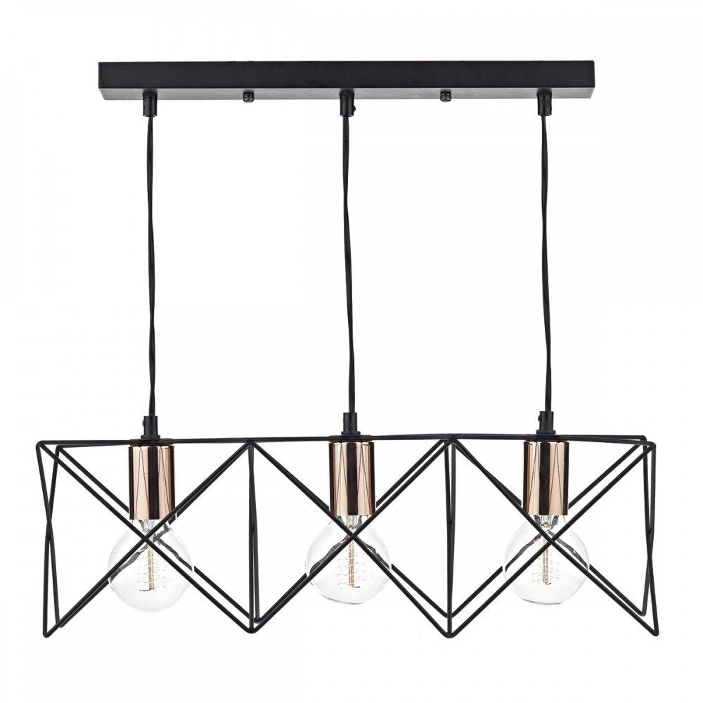 Dar MID0322 | Midi 3-Light Bar Pendant | Black