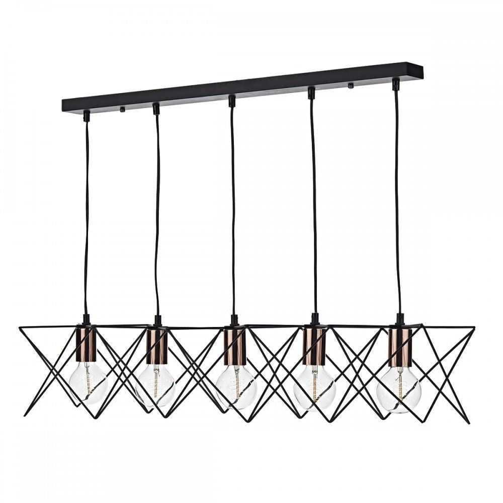 Dar MID0522 | Midi 5-Light Bar Pendant | Black