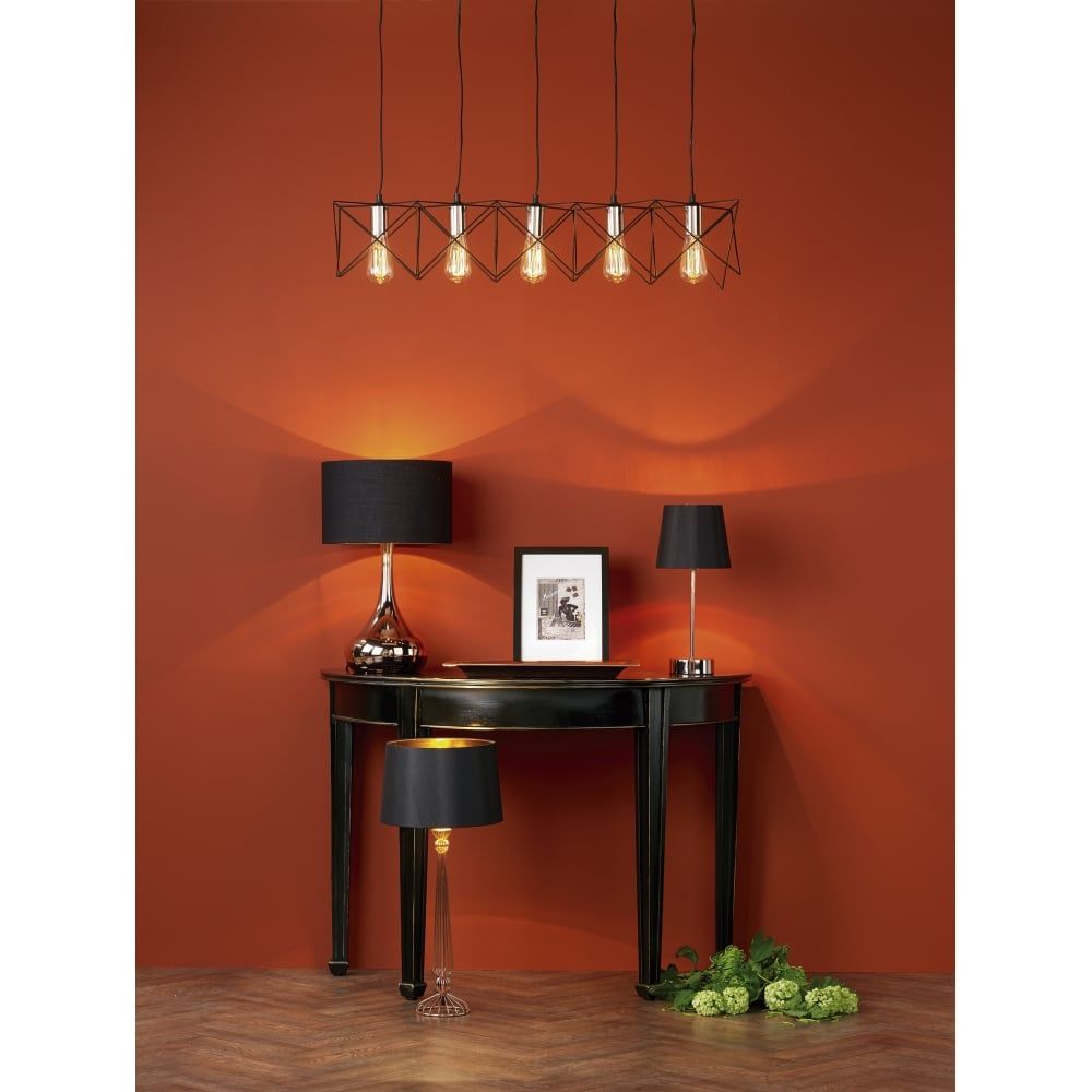 Dar MID0522 | Midi 5-Light Bar Pendant | Black