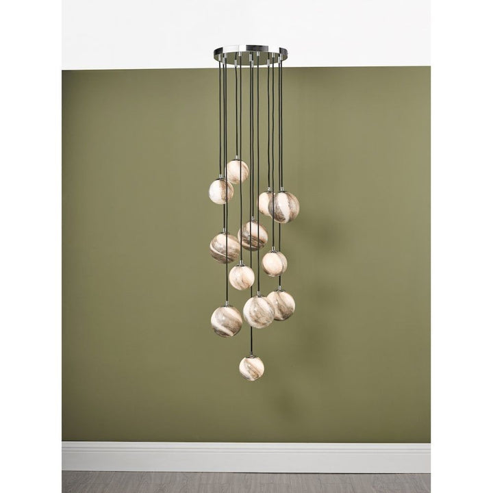 Dar MIK1250 | Mikara 12-Light Cluster Pendant | Polished Chrome Glass