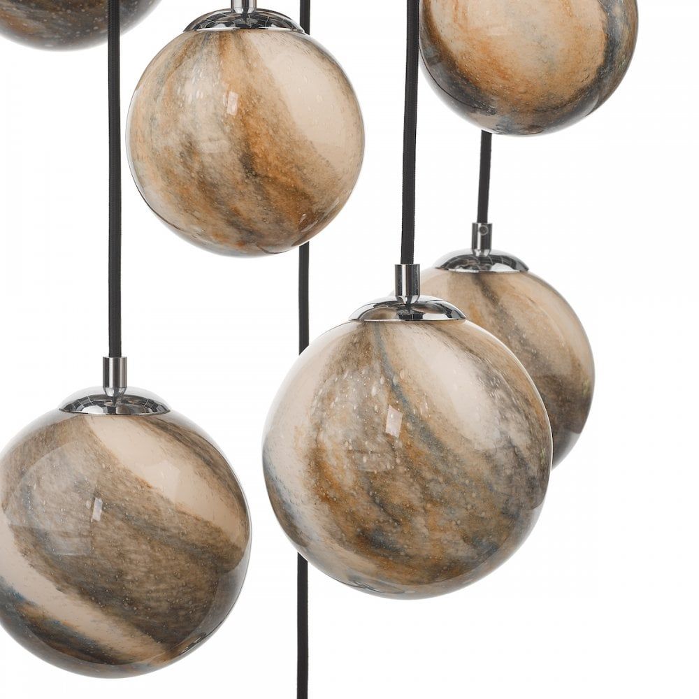 Dar MIK1250 | Mikara 12-Light Cluster Pendant | Polished Chrome Glass
