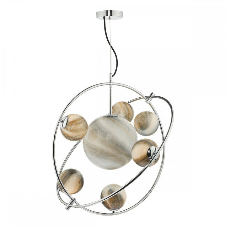 Dar MIK3450 | Mikara 7-Light Pendant | Polished Chrome Glass