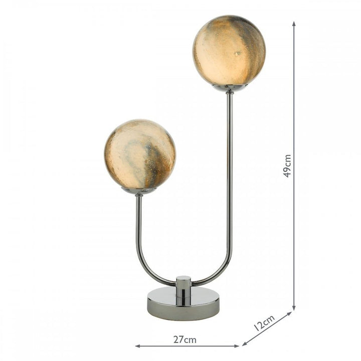 Dar MIK4250 | Mikara 2-Light Table Lamp | Polished Chrome Glass