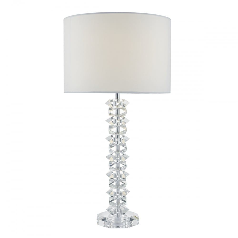 Dar MIN4208 | Mina Table Lamp | Crystal with Cream Shade | Polished Chrome Details