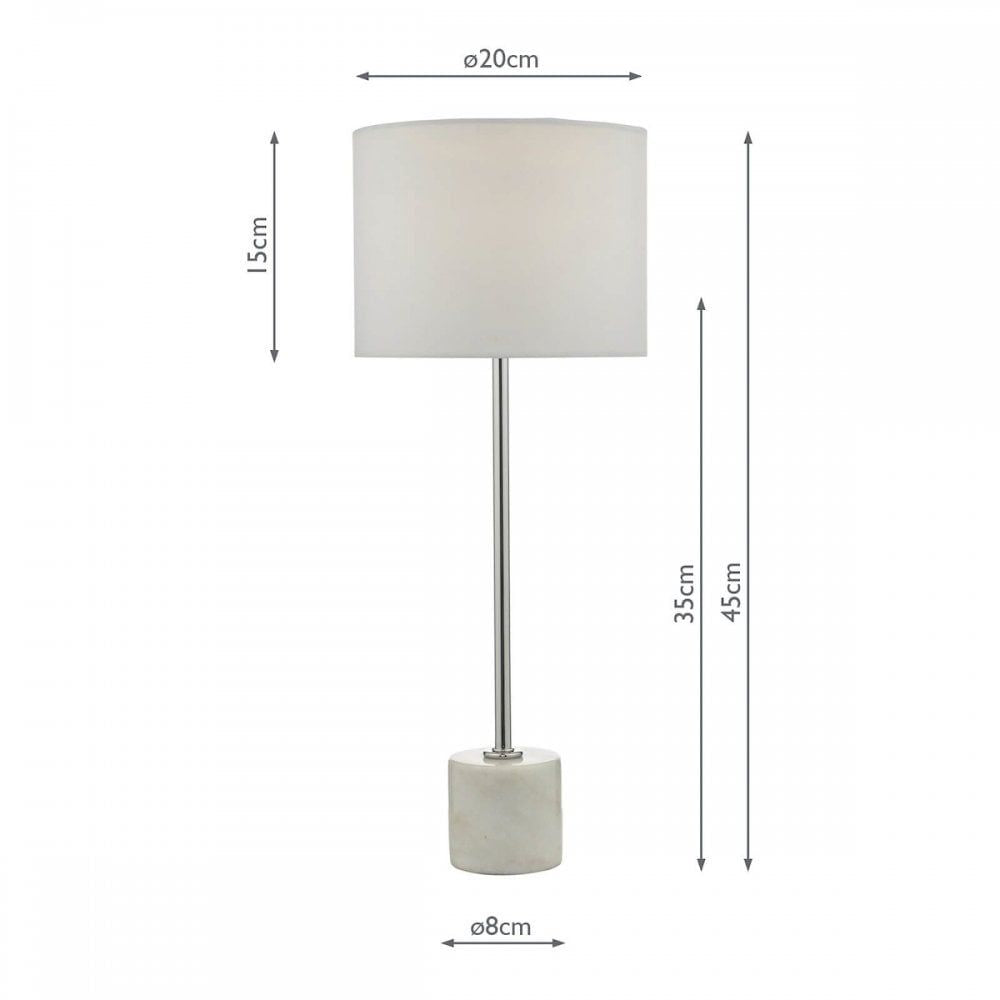 Dar MIS422 Misu Table Lamp White And Grey Marble With Shade