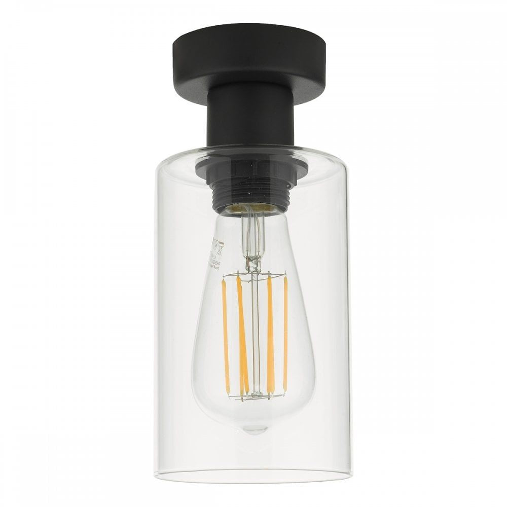 Dar MIU0122 Miu 1 Light Flush Matt Black Glass