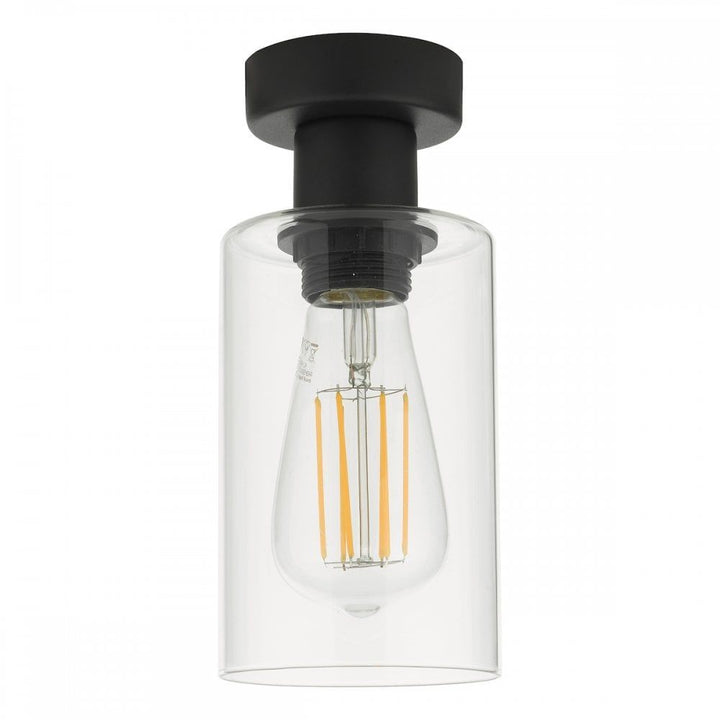 Dar MIU0122 Miu 1 Light Flush Matt Black Glass