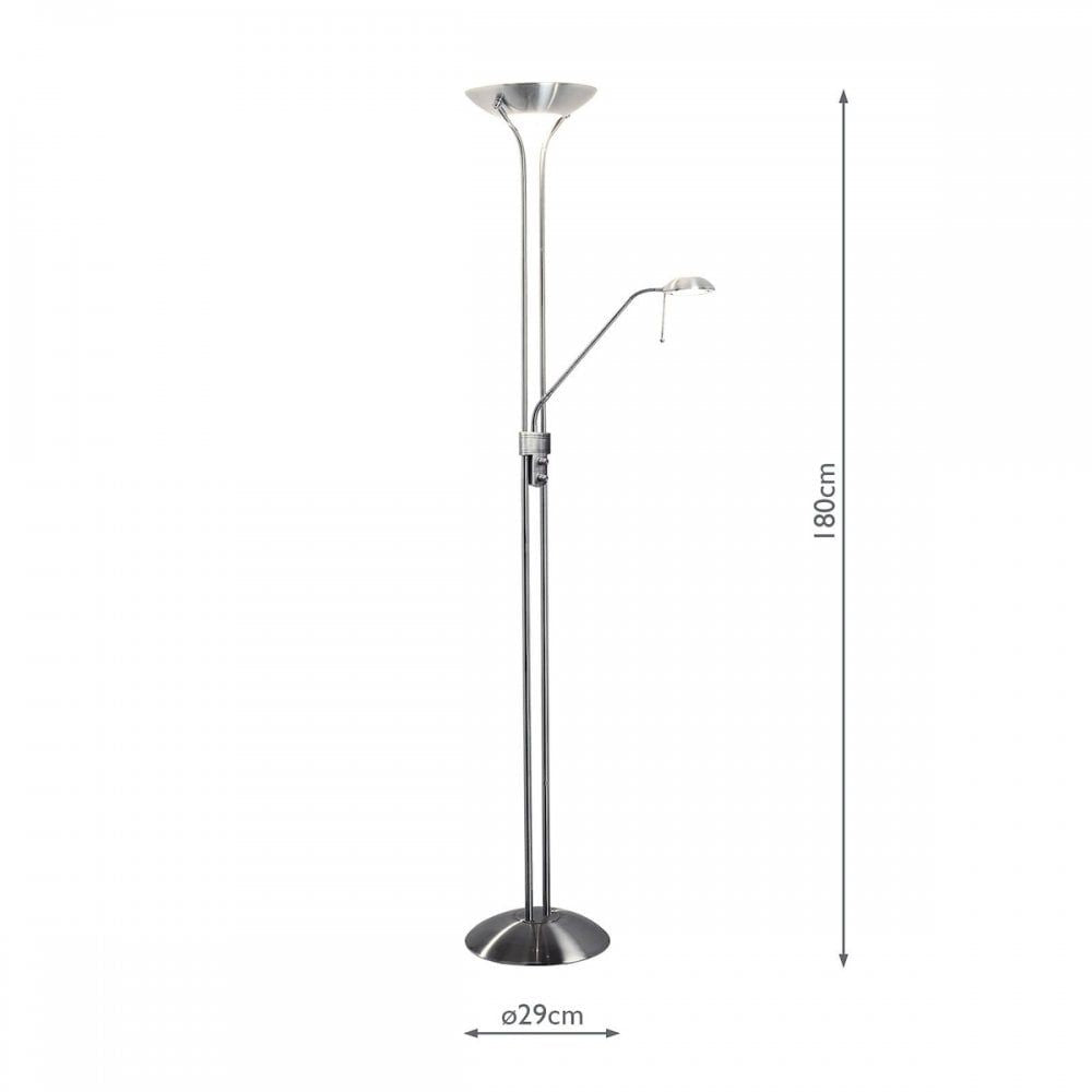 Dar MON4946 Montana Floor Lamp Satin Chrome