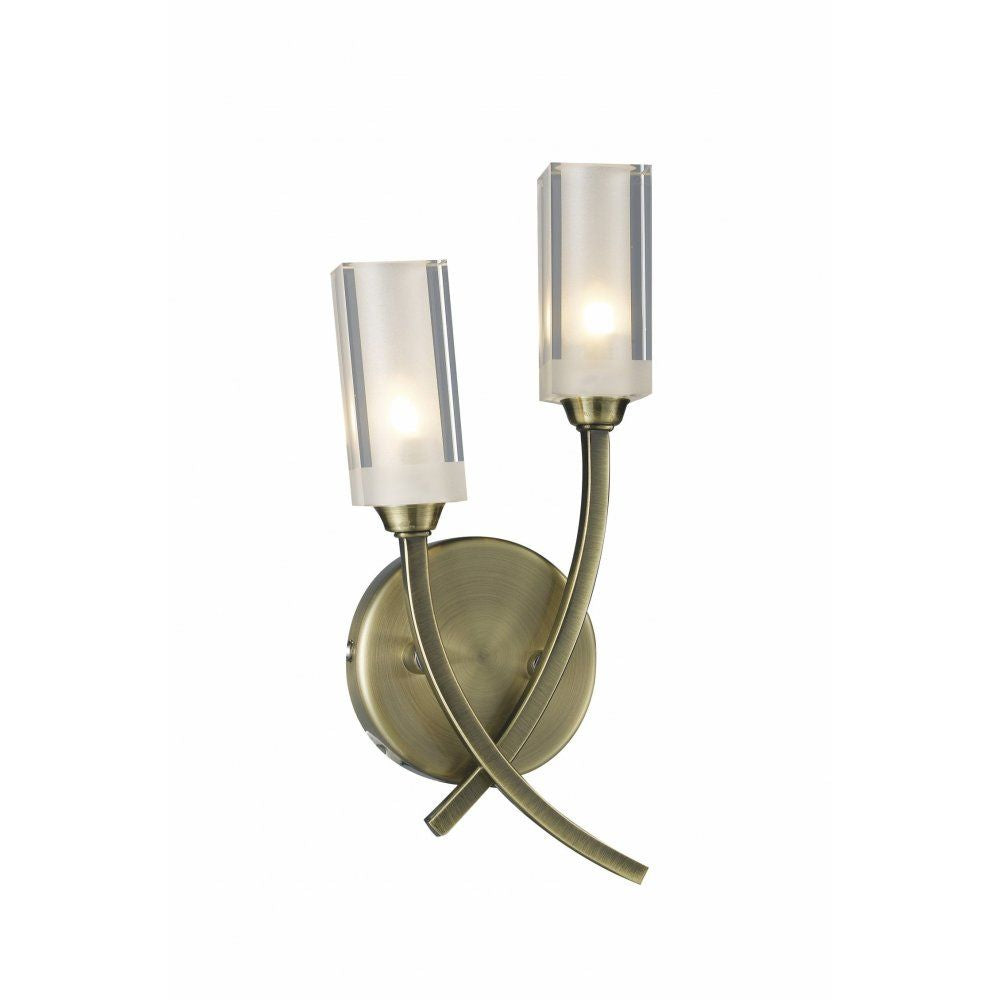 Dar MOR0975 | Morgan Double Wall Light Bracket | Antique Brass