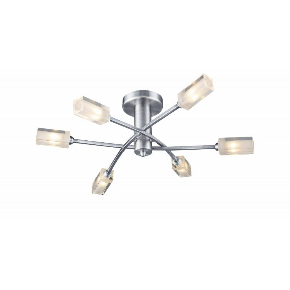 Dar MOR6446 | Morgan | 6-Light Satin Chrome Semi-Flush Ceiling Light