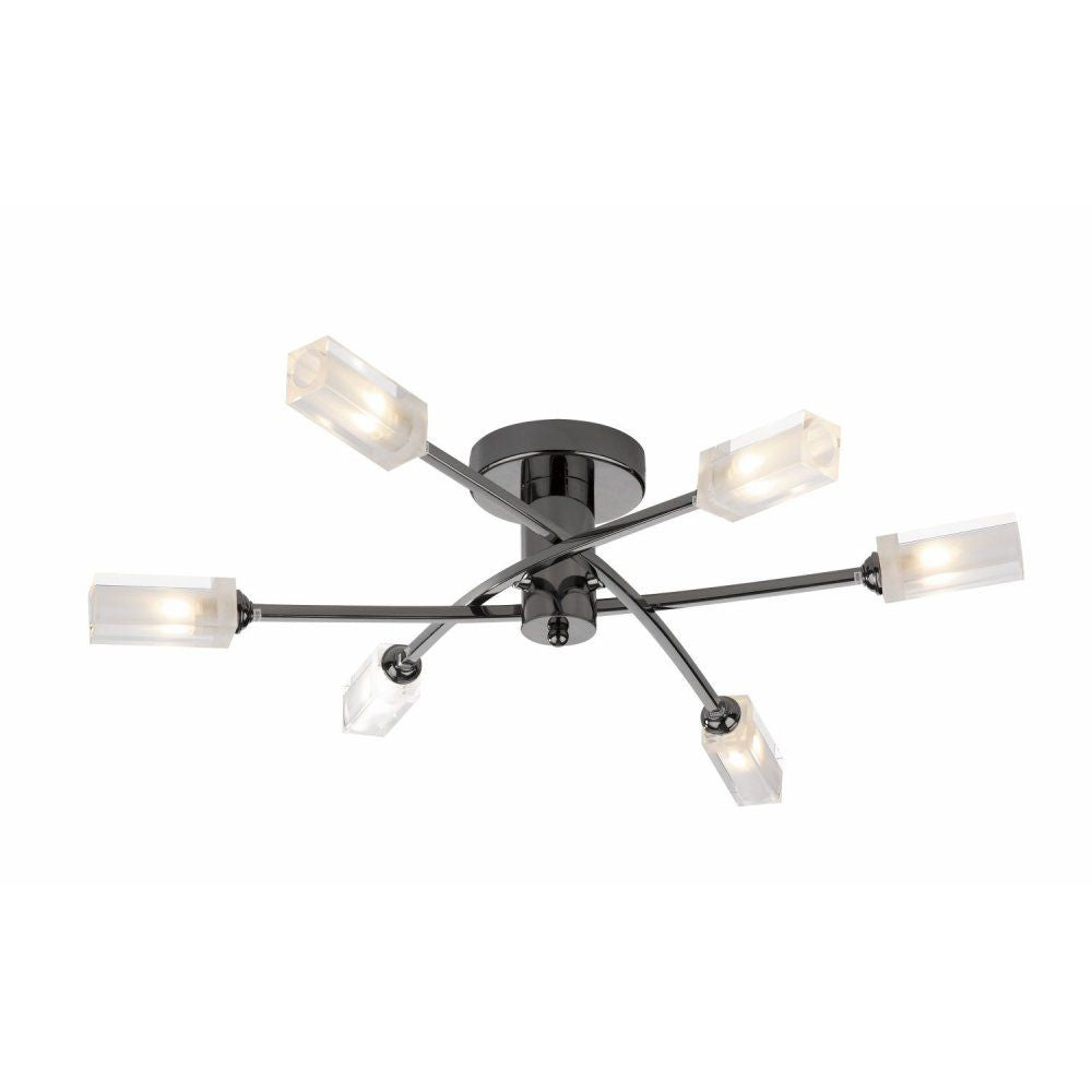 Dar MOR6467 | Morgan | 6-Light Semi Flush Ceiling Light in Black Chrome