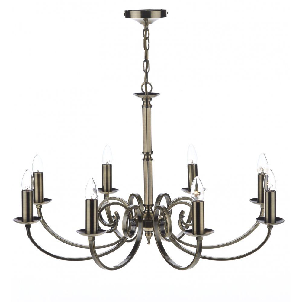 Dar MUR0875 | Murray | 8-Light Antique Brass Pendant