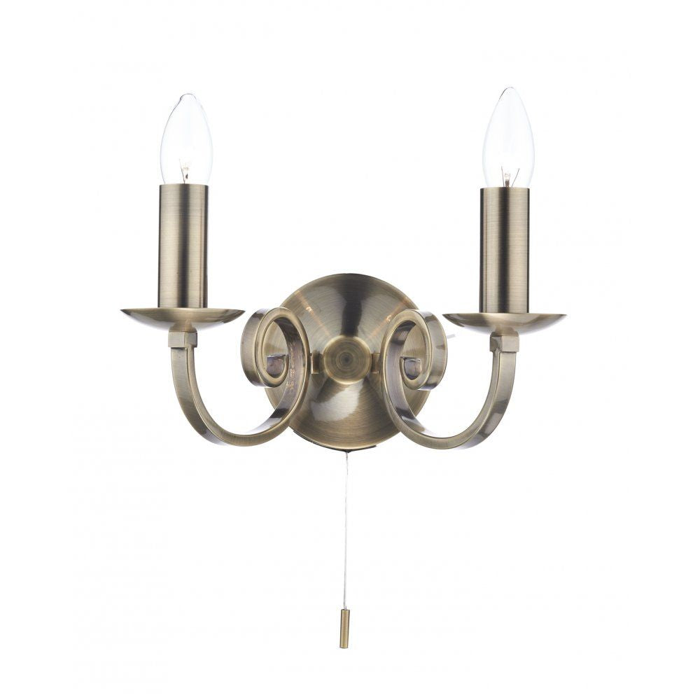 Dar MUR0975 | Murray | Double Wall Bracket in Antique Brass