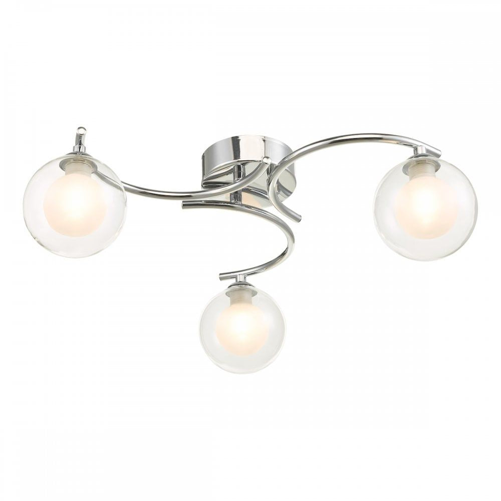 Dar NAK5350-04 Nakita 3 Light Semi Flush Polished Chrome With Clear/Opal Glass