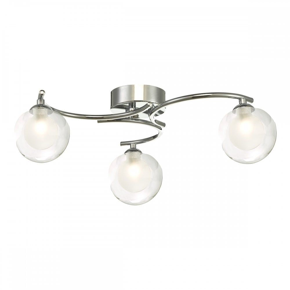 Dar NAK5350-04 Nakita 3 Light Semi Flush Polished Chrome With Clear/Opal Glass