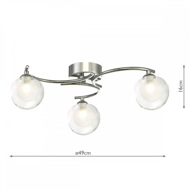 Dar NAK5350-04 Nakita 3 Light Semi Flush Polished Chrome With Clear/Opal Glass