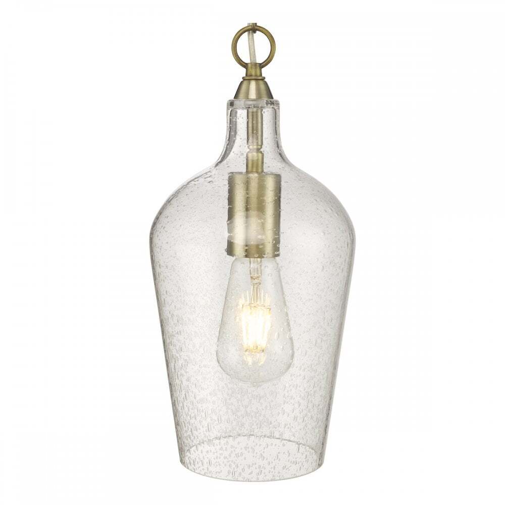 Dar NID0175 | Nida Pendant | Antique Brass & Seeded Glass