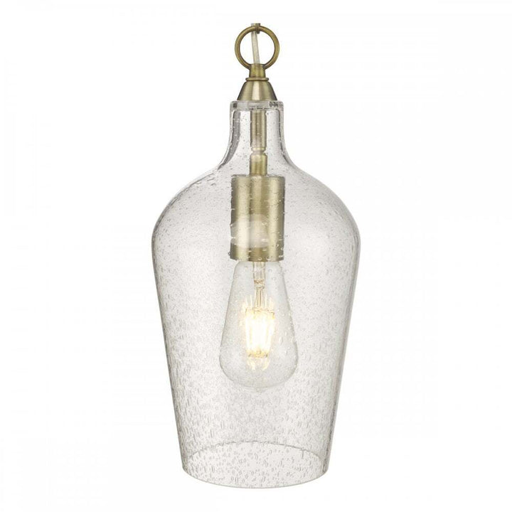 Dar NID0175 | Nida Pendant | Antique Brass & Seeded Glass