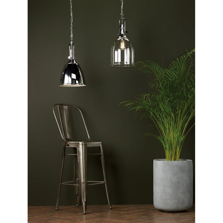 Dar NOL0108 | Nolan 1-Light Pendant | Polished Chrome & Glass