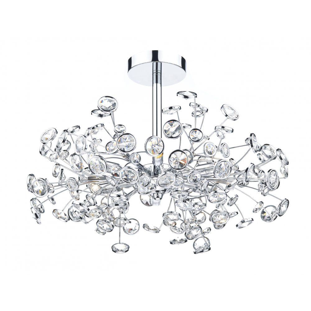Dar OBE0650 | Oberoi 6-Light Semi-Flush | Polished Chrome & Crystal
