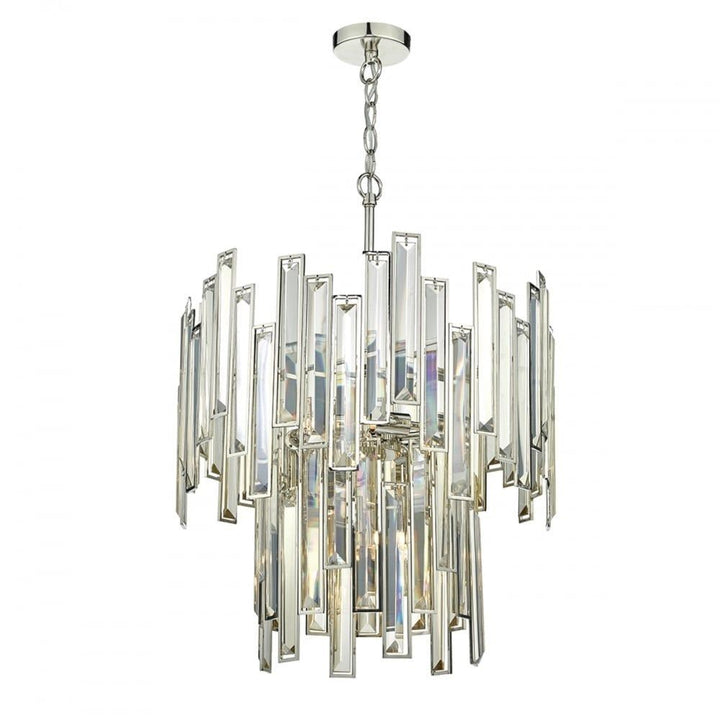 Dar ODI0620 | Odile | 6-Light 2-Tier Pendant | Champagne Gold & Polished Nickel