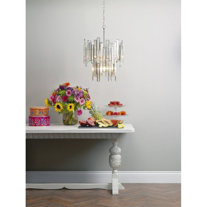 Dar ODI0620 | Odile | 6-Light 2-Tier Pendant | Champagne Gold & Polished Nickel