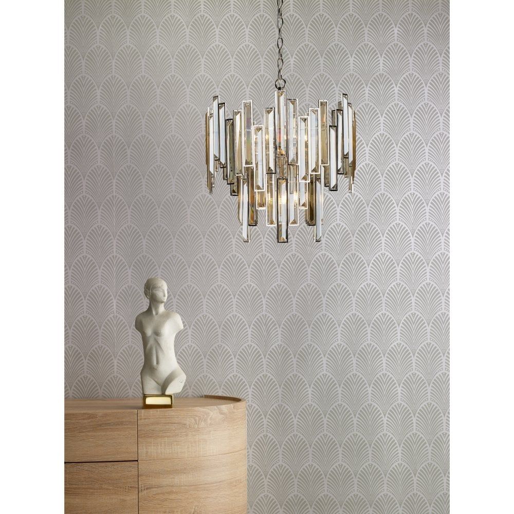 Dar ODI0620 | Odile | 6-Light 2-Tier Pendant | Champagne Gold & Polished Nickel