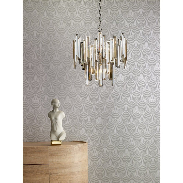Dar ODI0620 | Odile | 6-Light 2-Tier Pendant | Champagne Gold & Polished Nickel