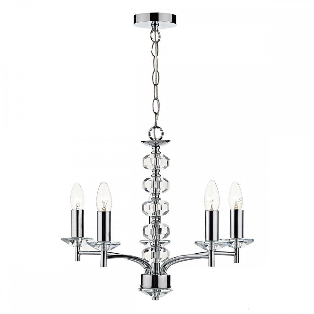 Dar OLE0550 | Oleana 5-Light Pendant | Polished Chrome & Crystal