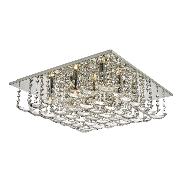 Dar ORE1350 | Orella 9 Light Flush | Polished Chrome & Crystal Elegance