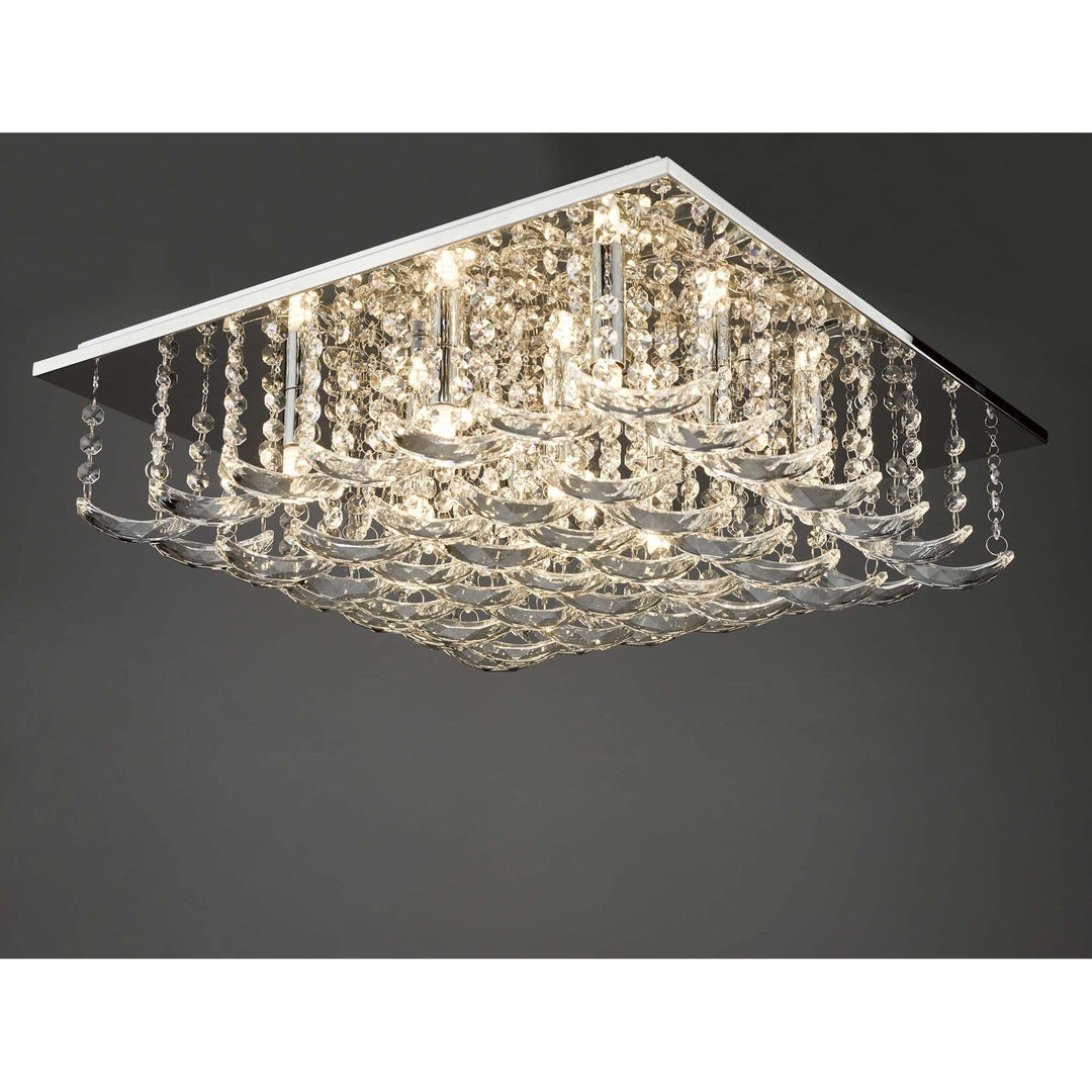Dar ORE1350 | Orella 9 Light Flush | Polished Chrome & Crystal Elegance