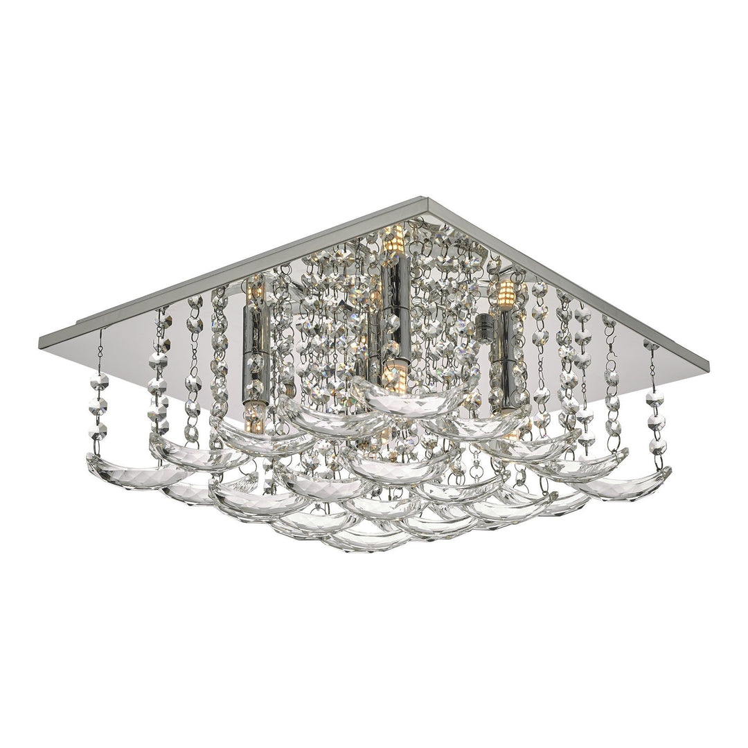 Dar ORE5450 | Orella 5 Light Flush | Polished Chrome & Crystal Charm