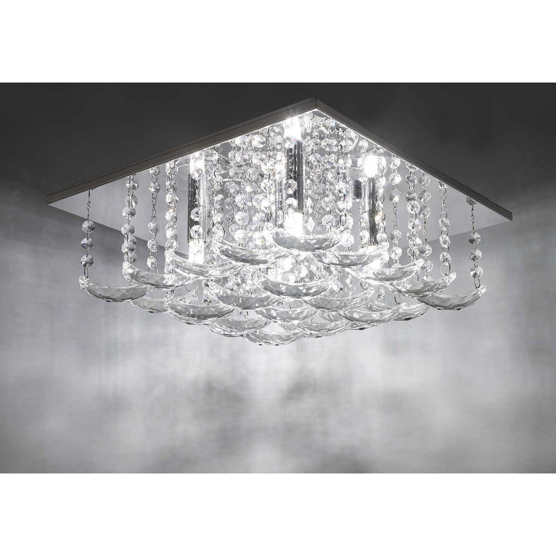 Dar ORE5450 | Orella 5 Light Flush | Polished Chrome & Crystal Charm