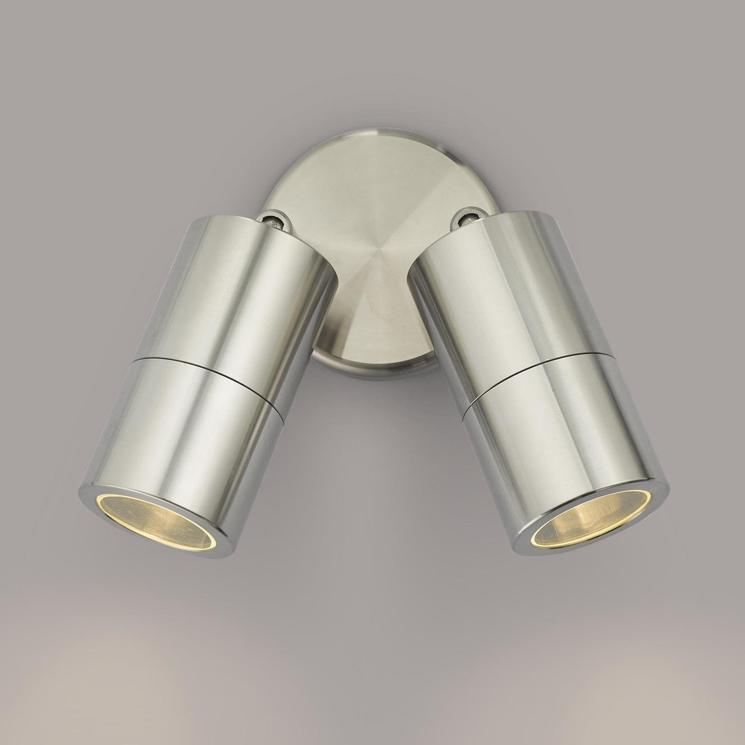 Dar ORT0968 | Ortega 2 Light Wall Light | Brushed Aluminium