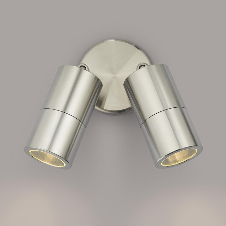 Dar ORT0968 | Ortega 2 Light Wall Light | Brushed Aluminium