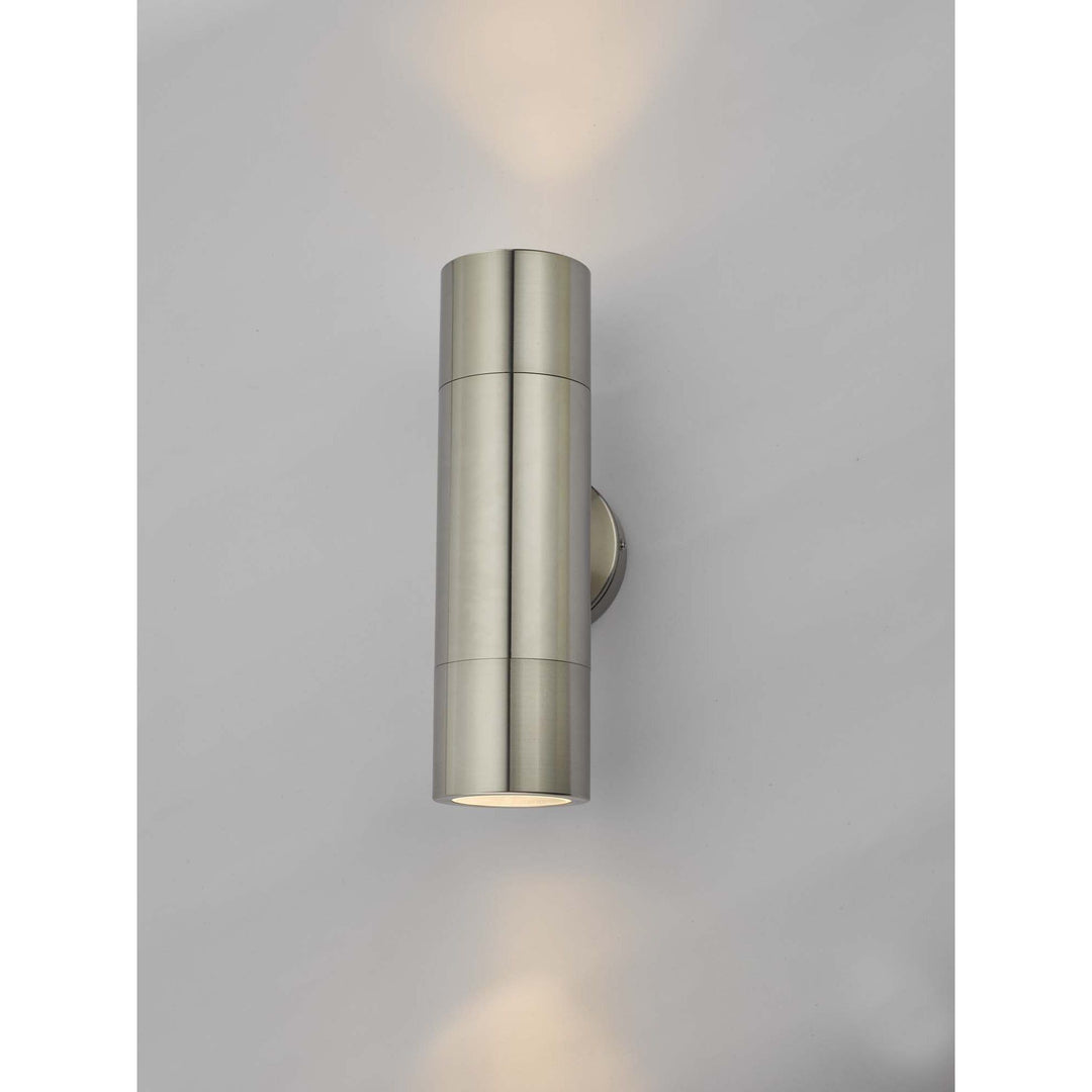 Dar ORT3268 | Ortega Up & Down 2 Light Wall Light | Brushed Aluminium IP65