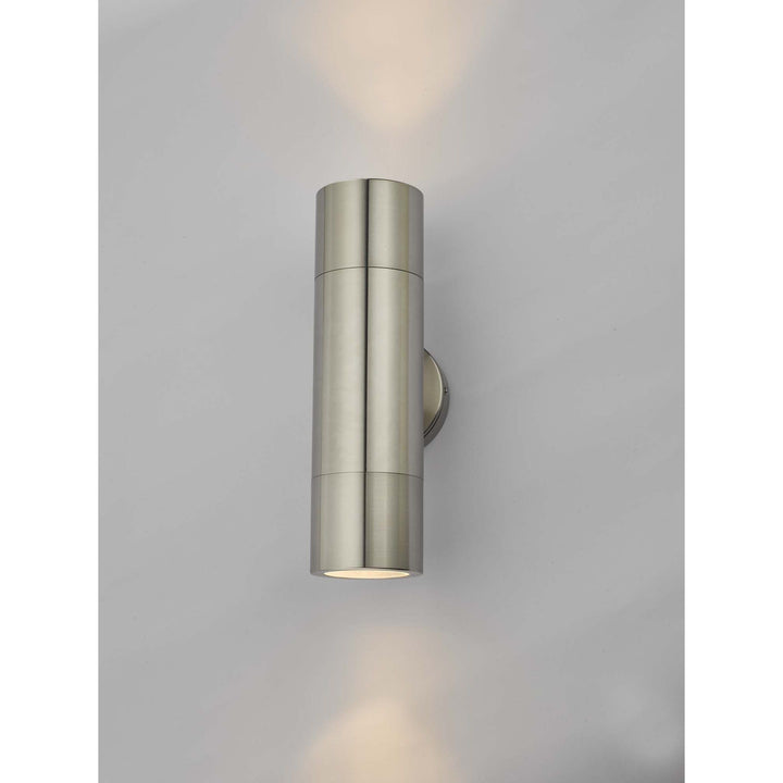 Dar ORT3268 | Ortega Up & Down 2 Light Wall Light | Brushed Aluminium IP65