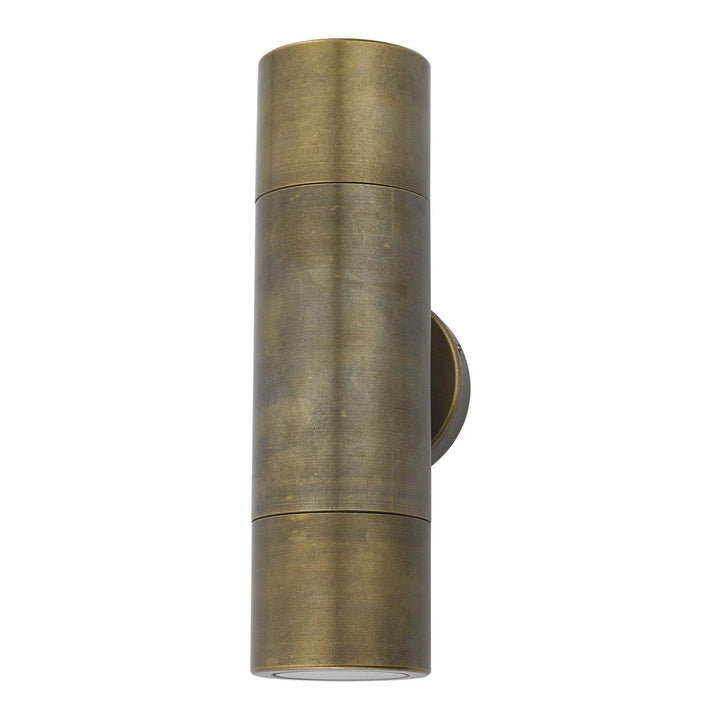 Dar ORT3275 | Ortega 2 Light Wall Light | Antique Brass IP65