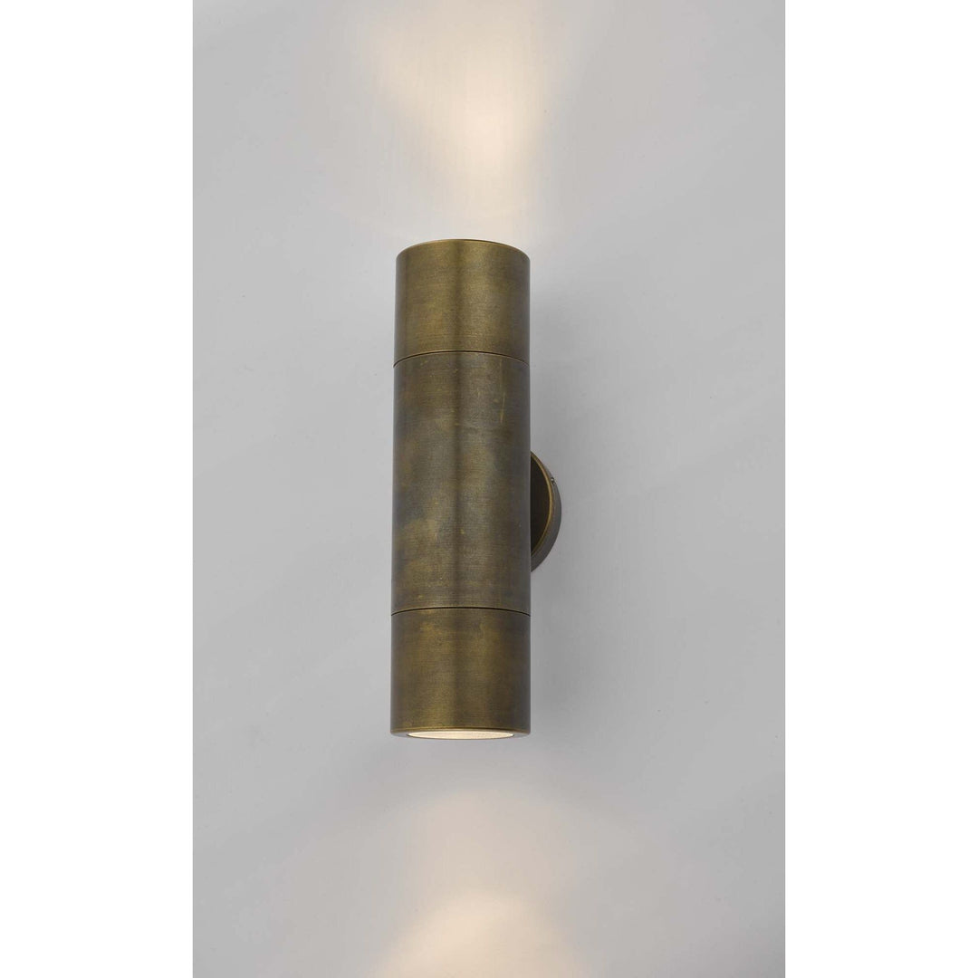Dar ORT3275 | Ortega 2 Light Wall Light | Antique Brass IP65