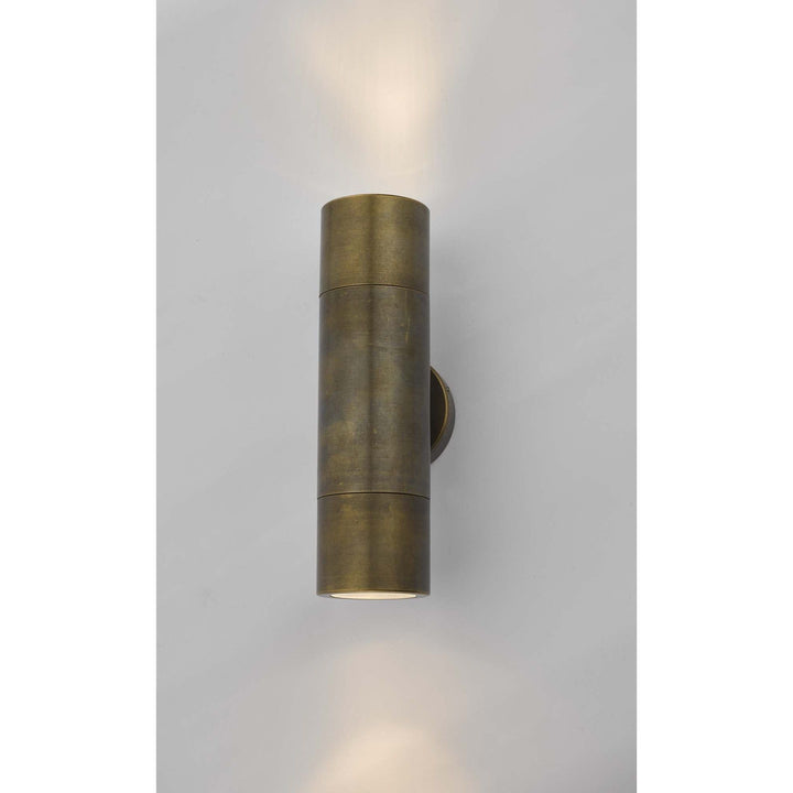 Dar ORT3275 | Ortega 2 Light Wall Light | Antique Brass IP65