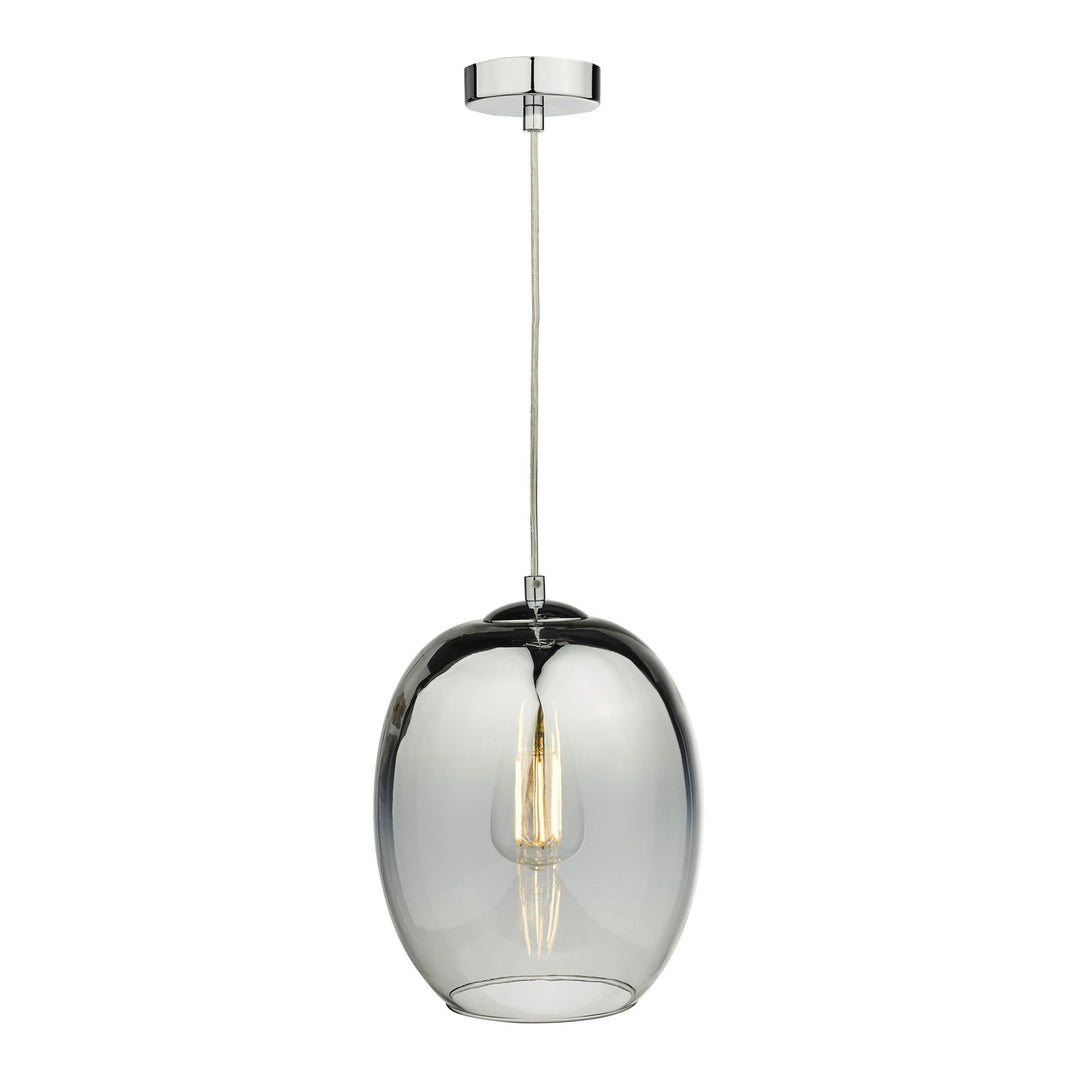 Dar PAT0132 | Patrice 1 Light Pendant | Silver Glass Elegance