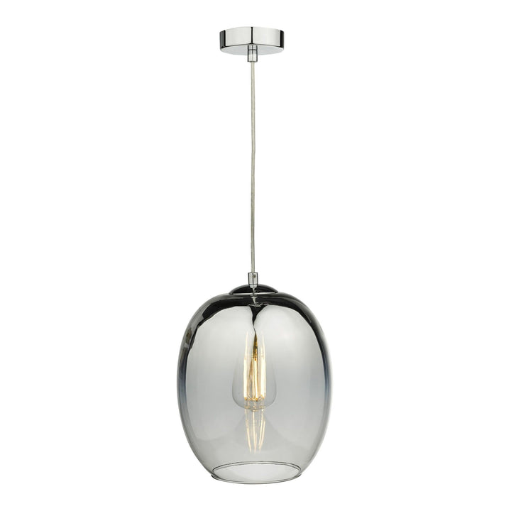 Dar PAT0132 | Patrice 1 Light Pendant | Silver Glass Elegance
