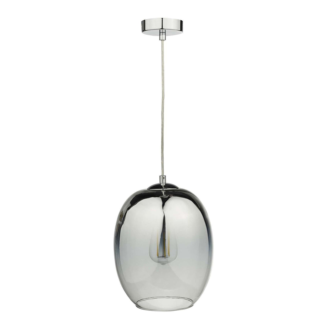 Dar PAT0132 | Patrice 1 Light Pendant | Silver Glass Elegance